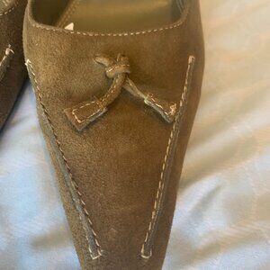 Nordstrom Women's Shoe Slides Heels Mules Suede Size 9 Olive Green